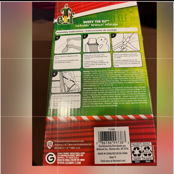 BUDDY THE ELF CAR BUDDY AIRBLOWN INFLATABLE - Picture 3 of 3